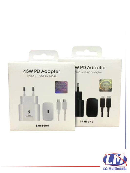 Chargeur Rapide Samsung 45W PD (Power Delivery) avec Câble USB-C vers USB-C (6A)