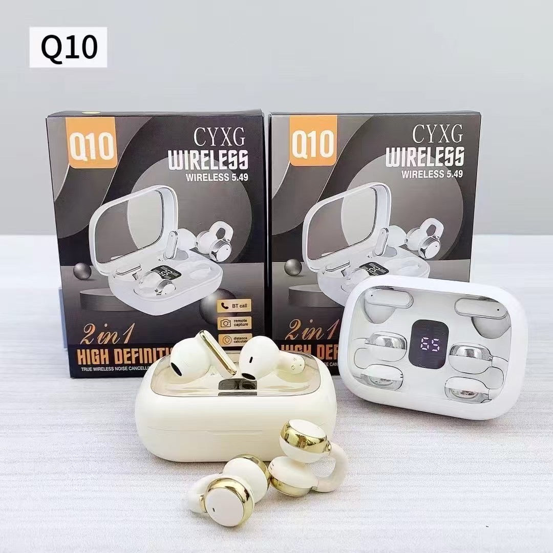 Écouteurs Bluetooth 2-en-1 à clip, intra-auriculaires, stéréo haute qualité, longue autonomie, affichage LED, version Bluetooth 5.4.