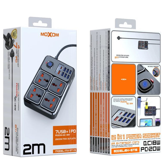 MOXOM Multiprise 4 prises et 6 ports USB - PD 20W & QC 3.0 18W Charge Rapide - Modèle MX-ST17